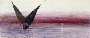 Bateau égyptien sur le Nil, à Manfaloot (Égypte) - Edward Lear
