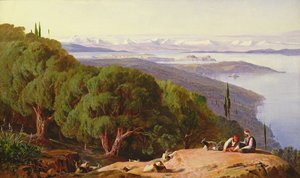 Corfou depuis la colline de Gastouri, 1857-58 - Edward Lear