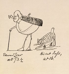 Edward Lear âgé de 73 ans et demi et son chat Foss, âgé de 16 ans - Edward Lear