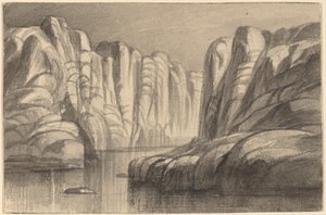 Rivière serpentant à travers une formation rocheuse (Philae, Égypte) - Edward Lear