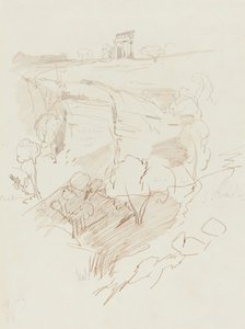 Temple en ruine sur une colline - Edward Lear
