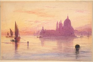 Santa Maria della Salute, Venise, au coucher du soleil - Edward Lear