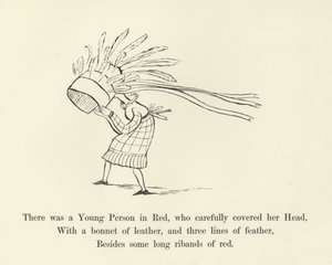 Il y avait une jeune personne en rouge, qui couvrait soigneusement sa tête - Edward Lear