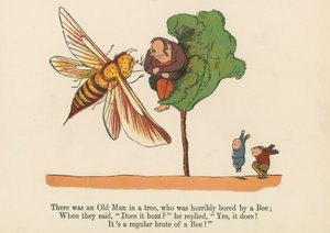 Il y avait un vieil homme dans un arbre, qui était terriblement ennuyé par une abeille, tiré de 