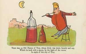 Il y avait une vieille personne de Troie, dont la boisson était du brandy chaud et du soja, tiré de 