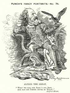 Caricature de Punch : Alfred, Lord Tennyson, poète anglais - Edward Linley (after) Sambourne