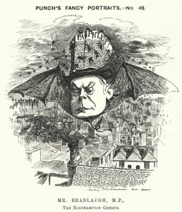 Caricature de Punch : Charles Bradlaugh, homme politique libéral anglais et athée - Edward Linley (after) Sambourne