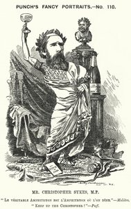 Caricature de Punch : Christopher Sykes, homme politique conservateur anglais (gravure) - Edward Linley (after) Sambourne