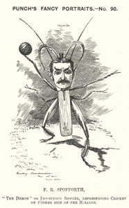 Caricature de Punch : Fred Spofforth, joueur de cricket australien (gravure) - Edward Linley (after) Sambourne