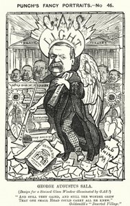 Caricature de Punch : George Augustus Sala, auteur et journaliste anglais - Edward Linley (after) Sambourne