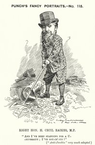 Caricature de Punch : Henry Cecil Raikes, homme politique conservateur anglais - Edward Linley (after) Sambourne