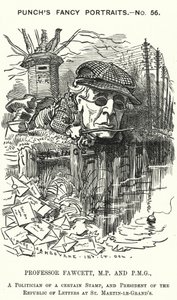 Caricature de Punch : Henry Fawcett, homme politique et économiste anglais - Edward Linley (after) Sambourne