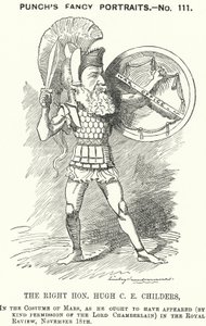 Caricature de Punch : Hugh Childers, homme politique libéral anglais (gravure) - Edward Linley (after) Sambourne