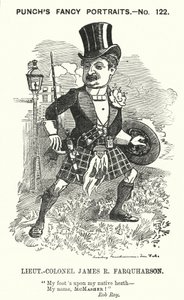 Caricature de James Ross Farquharson, soldat écossais (gravure) - Edward Linley (after) Sambourne