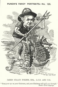 Caricature de Punch : James Staats Forbes, ingénieur ferroviaire et administrateur écossais - Edward Linley (after) Sambourne