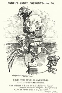 Caricature de Punch : Prince George, duc de Cambridge, soldat britannique - Edward Linley (after) Sambourne