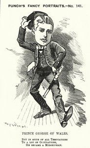Caricature de Punch : Prince George de Galles, le futur roi George V, en tant qu