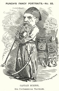 Caricature de Punch : Richard Burton, explorateur, géographe et diplomate anglais - Edward Linley (after) Sambourne