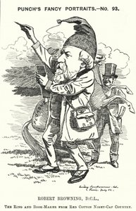 Caricature de Punch : Robert Browning - Edward Linley (after) Sambourne