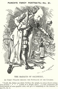 Caricature de Punch : Robert Gascoyne-Cecil, 3e marquis de Salisbury - Edward Linley (after) Sambourne