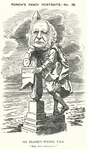 Caricature de Punch : Sir Erasmus Wilson, chirurgien et dermatologue anglais - Edward Linley (after) Sambourne