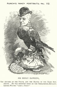 Caricature de Punch : Sir Henry Hawkins - Edward Linley (after) Sambourne