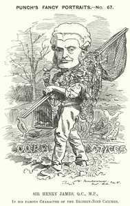 Caricature de Punch : Sir Henry James - Edward Linley (after) Sambourne