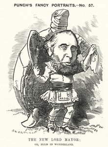 Caricature de Punch : Sir John Ellis, Lord-maire de Londres en 1881 - Edward Linley (after) Sambourne