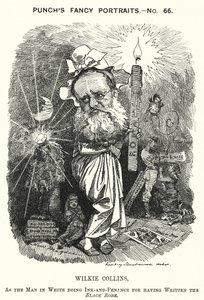 Caricature de Punch : Wilkie Collins, romancier, dramaturge et nouvelliste anglais (gravure) - Edward Linley (after) Sambourne