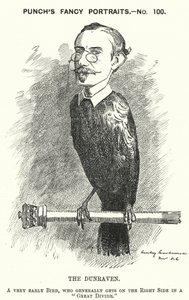 Caricature de Punch : Windham Wyndham-Quin, 4e comte de Dunraven et Mount-Earl, journaliste anglo-irlandais, propriétaire terrien et homme politique conservateur (gravure) - Edward Linley (after) Sambourne