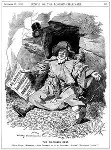Le Repos des Pèlerins, caricature de Paul Kruger, homme politique sud-africain, 1900
