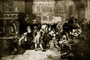 La bulle de la mer du Sud : Change Alley, 1720, illustration de 