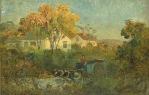 La piscine (homme dans une charrette avec des bœufs à la piscine) - Edward Mitchell Bannister