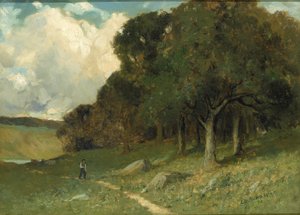 Sans titre (homme sur un chemin avec des arbres en arrière-plan) - Edward Mitchell Bannister