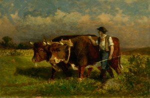 Sans titre (homme avec deux bœufs) - Edward Mitchell Bannister