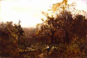Paysage sans titre - femme portant du bois - Edward Mitchell Bannister