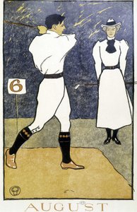 Couple jouant au golf - dans «Calendrier de golf» par Edward Penfield - Edward Penfield