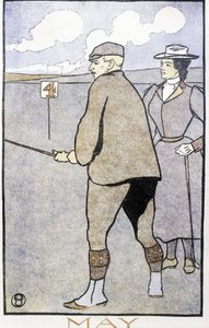 Couple jouant au golf - dans "Calendrier du golf" par Edward Penfield