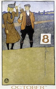 Couple jouant au golf - dans "Golf Calendar" par Edward Penfield, éd. 1899