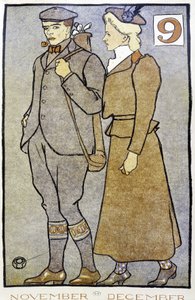 Couple jouant au golf - dans « Golf Calendar » par Edward Penfield - Edward Penfield