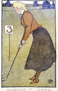 Femme jouant au golf - dans « Golf Calendar » par Edward Penfield - Edward Penfield