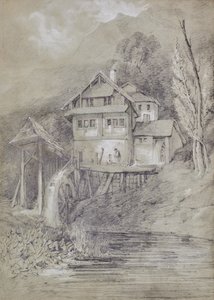 Paysage avec moulin à eau