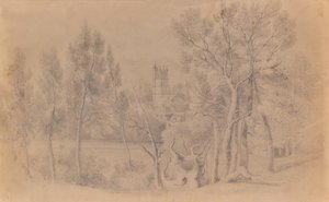 Paysage avec église - Edward Pretty