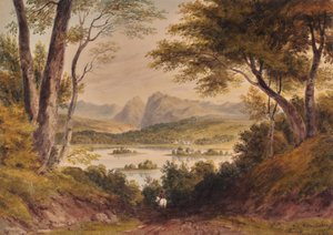 Paysage avec lac et chaîne de montagnes