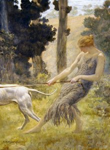 Femme Marchant avec son Chien - Edward Robert Hughes