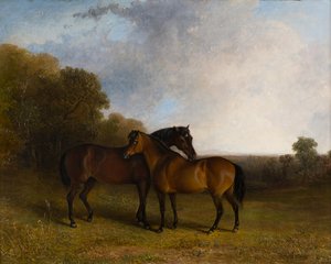 Deux chasseurs dans un paysage