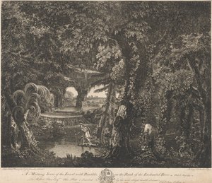Une Scène Matinale de la Forêt avec Rinaldo sur la Rive de la Rivière Enchantée - Edward Rooker