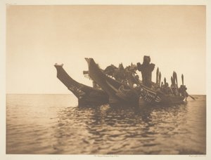 Danseurs Masqués en Canoës-Qagyuhl A - Edward S. Curtis