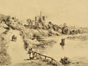 La Coquet : Château de Warkworth depuis la route d
