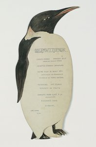 Menu en forme de manchot empereur, pour le dîner du jour du solstice d